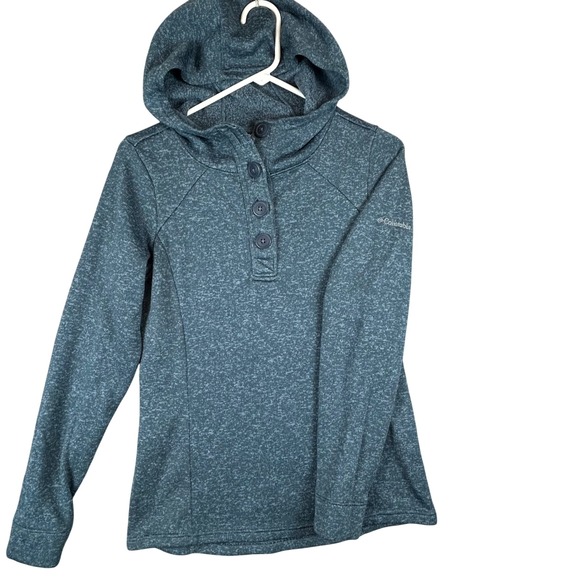 Columbia Tops - Columbia Castle Peak Pullover Fleece Hoodie Blue Heathered Woman's‎ Small
